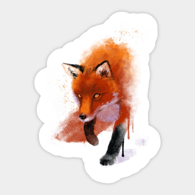 Fox Ink Illustration - Beautiful Fluffy Animal - Nature Forest Sticker by BlancaVidal